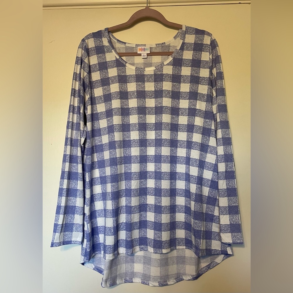 LuLaRoe Purple and White Gingham Lynnae